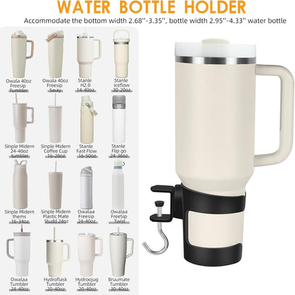 Desk Cup Holder Compatible with Stanley, Owala,Sinple Midern & Hydroflask | 2-in-1, Sturdy & Durable, Adjustable, Anti-Spill Tumbler Organizer with Hook, Cup Holder for Desk for Home Office and School