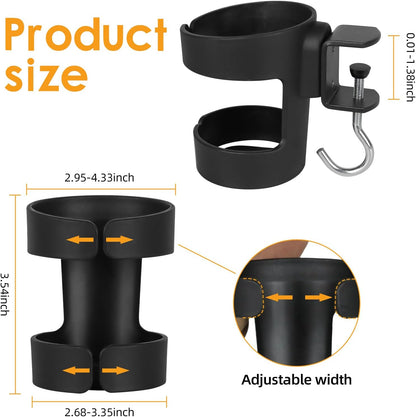 Desk Cup Holder Compatible with Stanley, Owala,Sinple Midern & Hydroflask | 2-in-1, Sturdy & Durable, Adjustable, Anti-Spill Tumbler Organizer with Hook, Cup Holder for Desk for Home Office and School