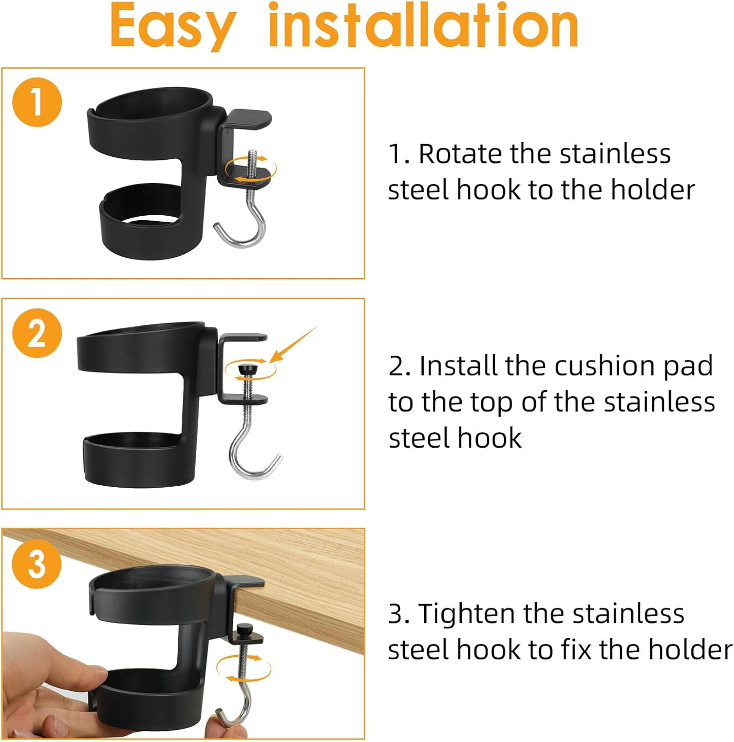 Desk Cup Holder Compatible with Stanley, Owala,Sinple Midern & Hydroflask | 2-in-1, Sturdy & Durable, Adjustable, Anti-Spill Tumbler Organizer with Hook, Cup Holder for Desk for Home Office and School