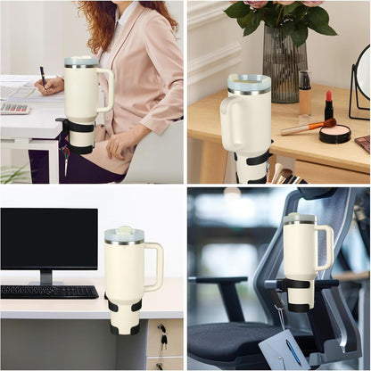 Desk Cup Holder Compatible with Stanley, Owala,Sinple Midern & Hydroflask | 2-in-1, Sturdy & Durable, Adjustable, Anti-Spill Tumbler Organizer with Hook, Cup Holder for Desk for Home Office and School