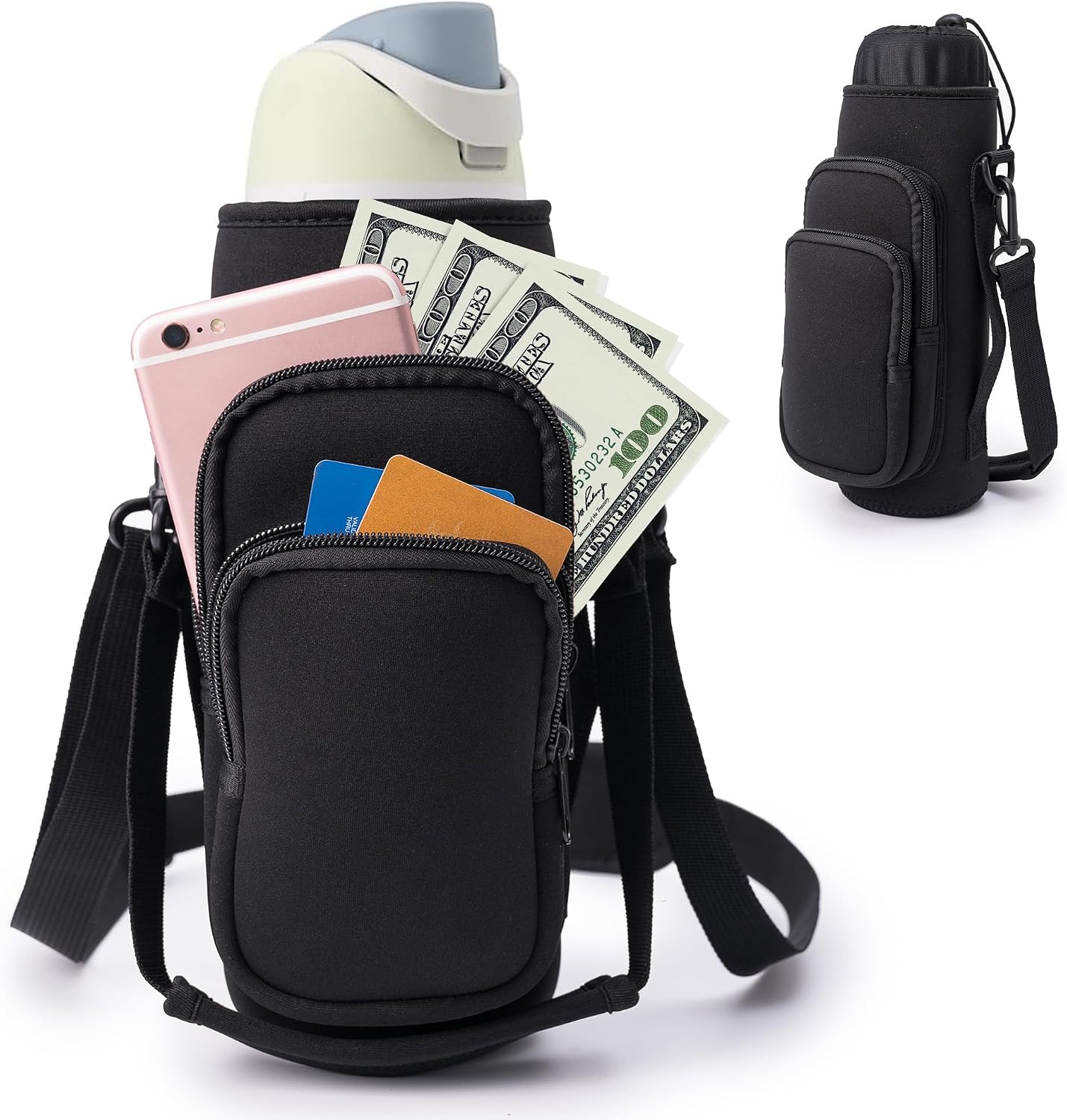 Water Bottle Carrier Bag,Water Bottle Holder with Straps Phone Pockets Fits Stanley Owala 16/24/32/40oz