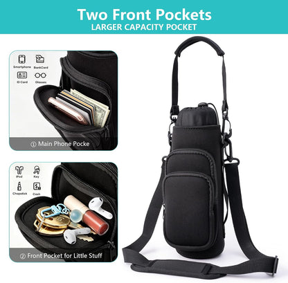 Water Bottle Carrier Bag,Water Bottle Holder with Straps Phone Pockets Fits Stanley Owala 16/24/32/40oz
