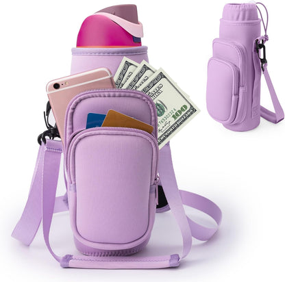 Water Bottle Carrier Bag,Water Bottle Holder with Straps Phone Pockets Fits Stanley Owala 16/24/32/40oz