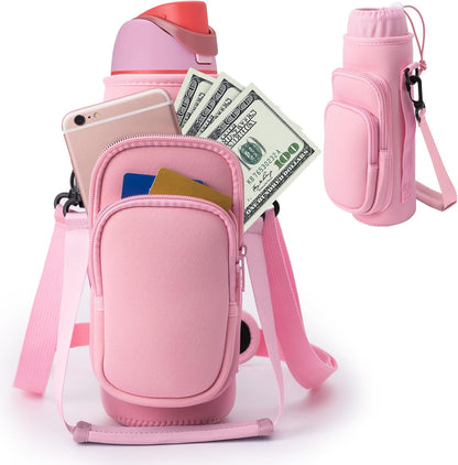 Water Bottle Carrier Bag,Water Bottle Holder with Straps Phone Pockets Fits Stanley Owala 16/24/32/40oz