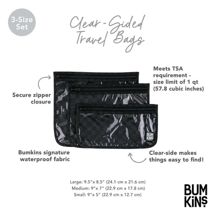 Roamio Travel Bag, Toiletry, TSA Approved Pouch, Zip Quart Size Airline Compliant, Clear-Sided, Baby, Diaper Organization, Makeup, Accessories, Packing, Set of 3 Sizes, Beige Check