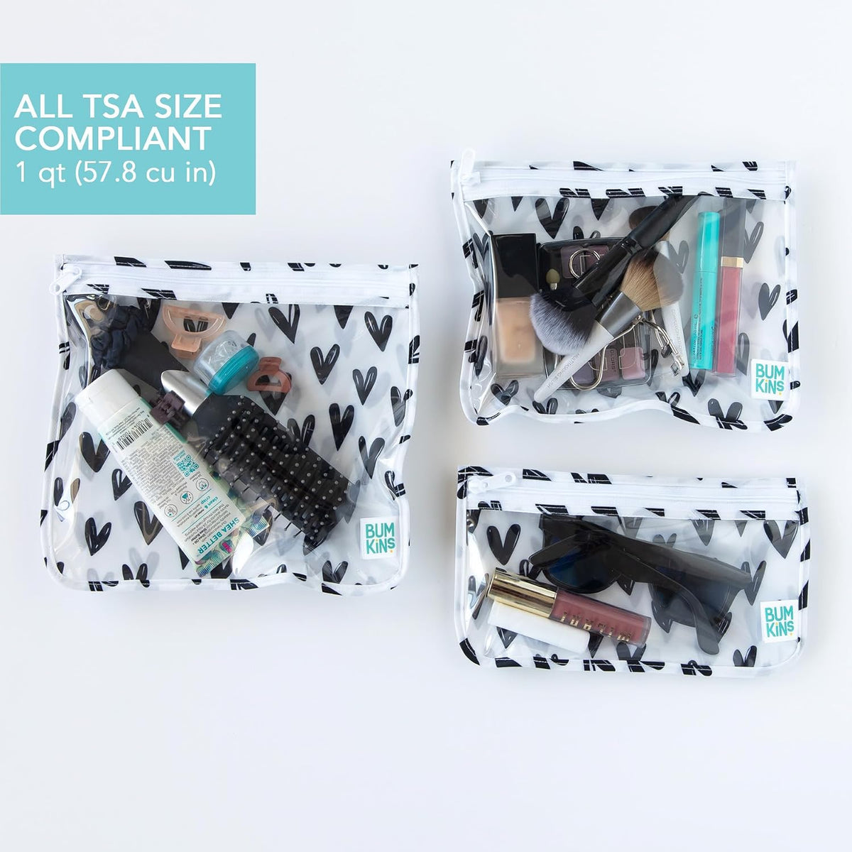 Roamio Travel Bag, Toiletry, TSA Approved Pouch, Zip Quart Size Airline Compliant, Clear-Sided, Baby, Diaper Organization, Makeup, Accessories, Packing, Set of 3 Sizes, Beige Check