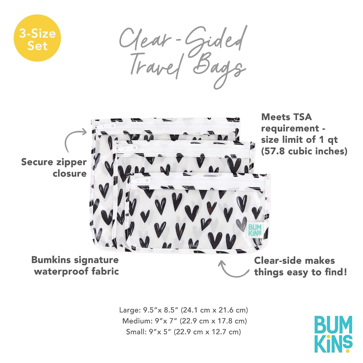 Roamio Travel Bag, Toiletry, TSA Approved Pouch, Zip Quart Size Airline Compliant, Clear-Sided, Baby, Diaper Organization, Makeup, Accessories, Packing, Set of 3 Sizes, Beige Check