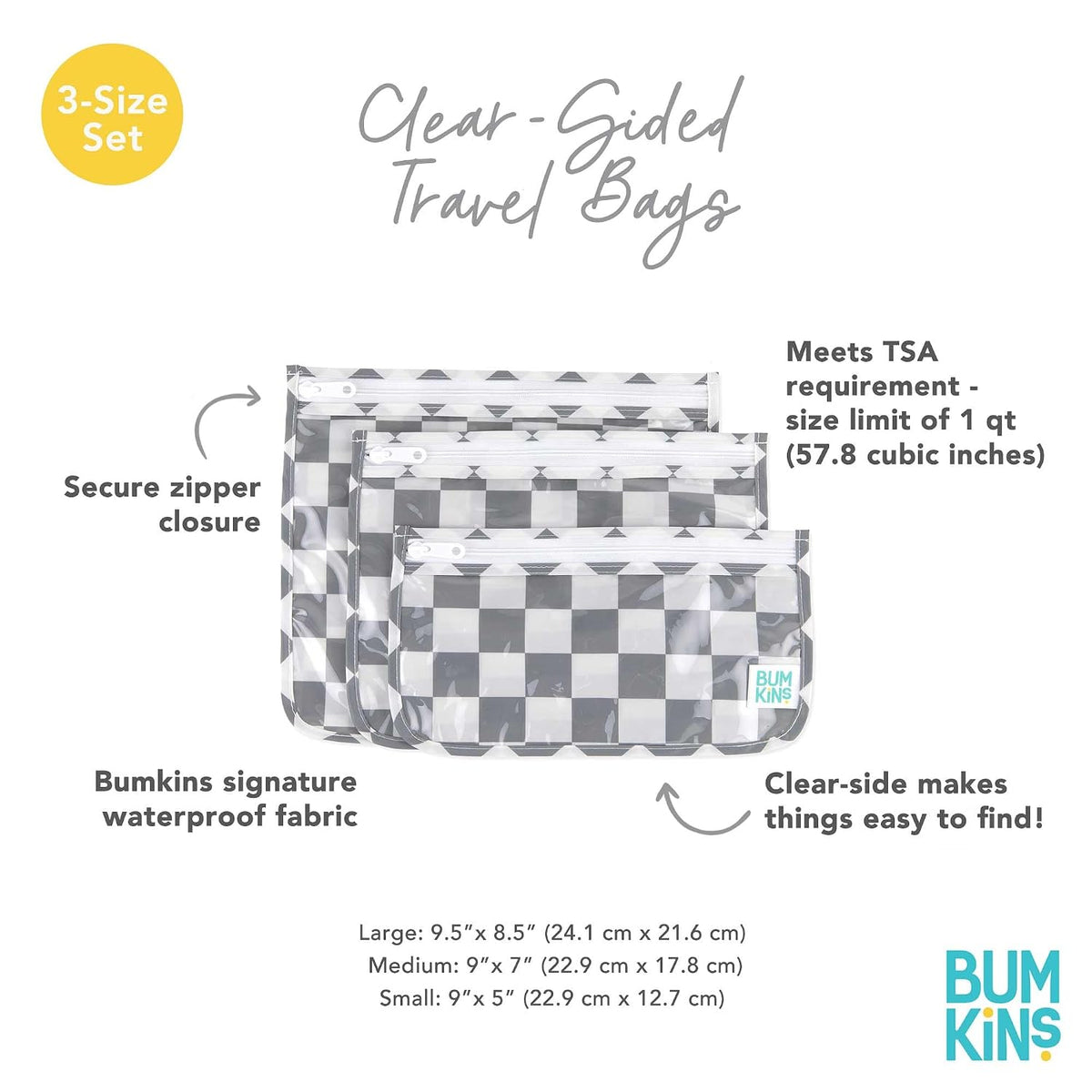 Roamio Travel Bag, Toiletry, TSA Approved Pouch, Zip Quart Size Airline Compliant, Clear-Sided, Baby, Diaper Organization, Makeup, Accessories, Packing, Set of 3 Sizes, Beige Check