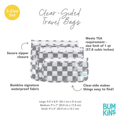 Roamio Travel Bag, Toiletry, TSA Approved Pouch, Zip Quart Size Airline Compliant, Clear-Sided, Baby, Diaper Organization, Makeup, Accessories, Packing, Set of 3 Sizes, Beige Check