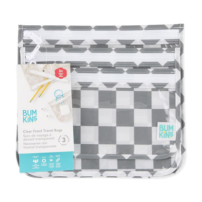 Roamio Travel Bag, Toiletry, TSA Approved Pouch, Zip Quart Size Airline Compliant, Clear-Sided, Baby, Diaper Organization, Makeup, Accessories, Packing, Set of 3 Sizes, Beige Check