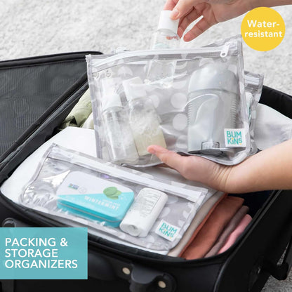 Roamio Travel Bag, Toiletry, TSA Approved Pouch, Zip Quart Size Airline Compliant, Clear-Sided, Baby, Diaper Organization, Makeup, Accessories, Packing, Set of 3 Sizes, Beige Check