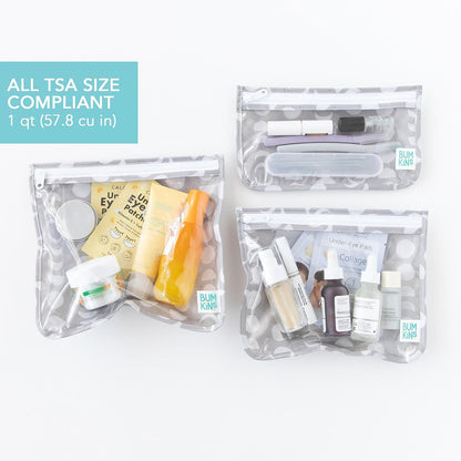 Roamio Travel Bag, Toiletry, TSA Approved Pouch, Zip Quart Size Airline Compliant, Clear-Sided, Baby, Diaper Organization, Makeup, Accessories, Packing, Set of 3 Sizes, Beige Check