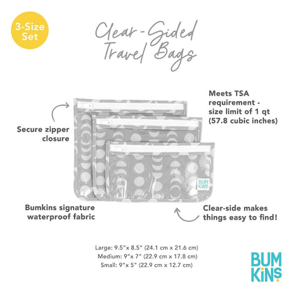 Roamio Travel Bag, Toiletry, TSA Approved Pouch, Zip Quart Size Airline Compliant, Clear-Sided, Baby, Diaper Organization, Makeup, Accessories, Packing, Set of 3 Sizes, Beige Check