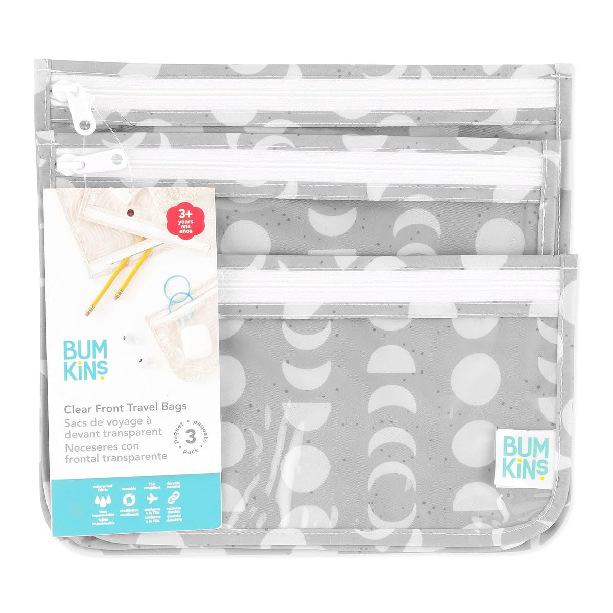 Roamio Travel Bag, Toiletry, TSA Approved Pouch, Zip Quart Size Airline Compliant, Clear-Sided, Baby, Diaper Organization, Makeup, Accessories, Packing, Set of 3 Sizes, Beige Check