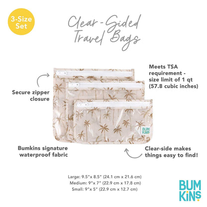 Roamio Travel Bag, Toiletry, TSA Approved Pouch, Zip Quart Size Airline Compliant, Clear-Sided, Baby, Diaper Organization, Makeup, Accessories, Packing, Set of 3 Sizes, Beige Check