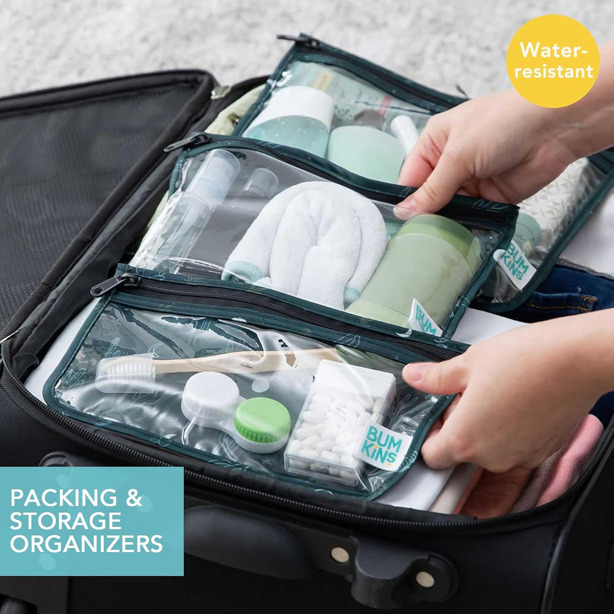 Roamio Travel Bag, Toiletry, TSA Approved Pouch, Zip Quart Size Airline Compliant, Clear-Sided, Baby, Diaper Organization, Makeup, Accessories, Packing, Set of 3 Sizes, Beige Check
