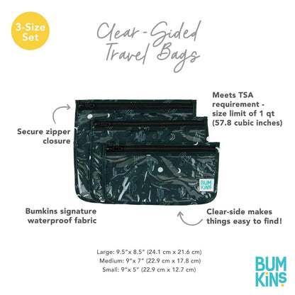 Roamio Travel Bag, Toiletry, TSA Approved Pouch, Zip Quart Size Airline Compliant, Clear-Sided, Baby, Diaper Organization, Makeup, Accessories, Packing, Set of 3 Sizes, Beige Check