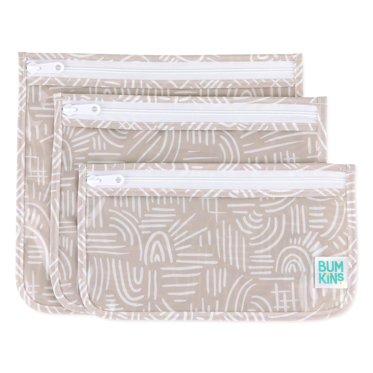 Roamio Travel Bag, Toiletry, TSA Approved Pouch, Zip Quart Size Airline Compliant, Clear-Sided, Baby, Diaper Organization, Makeup, Accessories, Packing, Set of 3 Sizes, Beige Check