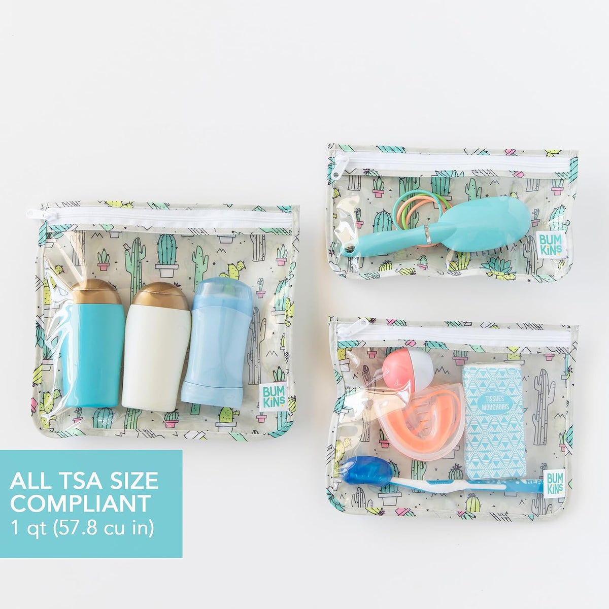 Roamio Travel Bag, Toiletry, TSA Approved Pouch, Zip Quart Size Airline Compliant, Clear-Sided, Baby, Diaper Organization, Makeup, Accessories, Packing, Set of 3 Sizes, Beige Check