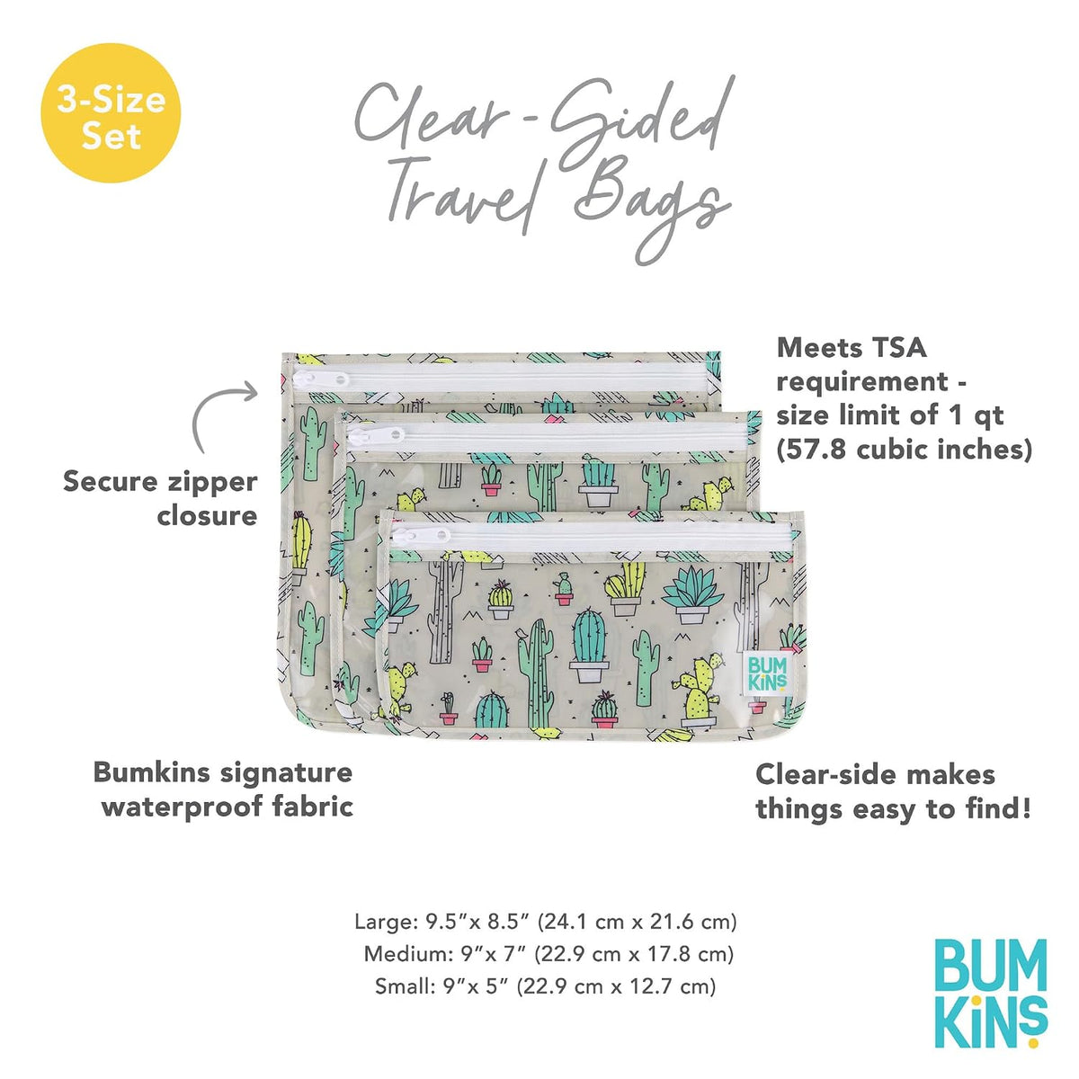 Roamio Travel Bag, Toiletry, TSA Approved Pouch, Zip Quart Size Airline Compliant, Clear-Sided, Baby, Diaper Organization, Makeup, Accessories, Packing, Set of 3 Sizes, Beige Check