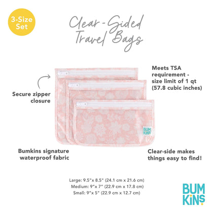 Roamio Travel Bag, Toiletry, TSA Approved Pouch, Zip Quart Size Airline Compliant, Clear-Sided, Baby, Diaper Organization, Makeup, Accessories, Packing, Set of 3 Sizes, Beige Check