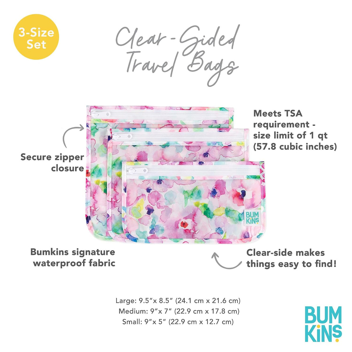 Roamio Travel Bag, Toiletry, TSA Approved Pouch, Zip Quart Size Airline Compliant, Clear-Sided, Baby, Diaper Organization, Makeup, Accessories, Packing, Set of 3 Sizes, Beige Check