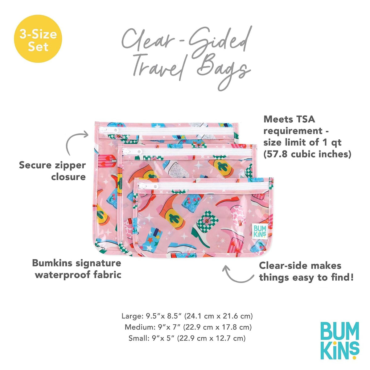Roamio Travel Bag, Toiletry, TSA Approved Pouch, Zip Quart Size Airline Compliant, Clear-Sided, Baby, Diaper Organization, Makeup, Accessories, Packing, Set of 3 Sizes, Beige Check