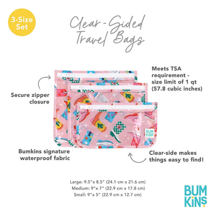 Roamio Travel Bag, Toiletry, TSA Approved Pouch, Zip Quart Size Airline Compliant, Clear-Sided, Baby, Diaper Organization, Makeup, Accessories, Packing, Set of 3 Sizes, Beige Check