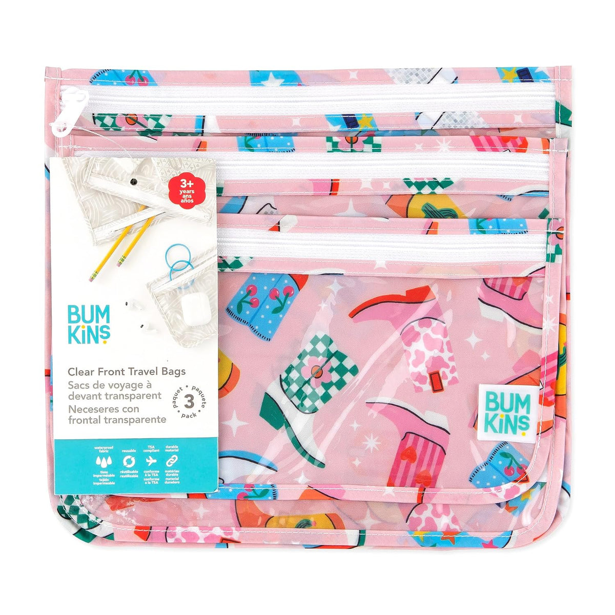 Roamio Travel Bag, Toiletry, TSA Approved Pouch, Zip Quart Size Airline Compliant, Clear-Sided, Baby, Diaper Organization, Makeup, Accessories, Packing, Set of 3 Sizes, Beige Check
