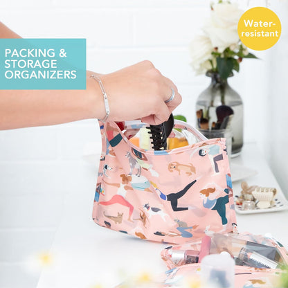 Roamio Travel Bag, Toiletry, TSA Approved Pouch, Zip Quart Size Airline Compliant, Clear-Sided, Baby, Diaper Organization, Makeup, Accessories, Packing, Set of 3 Sizes, Beige Check