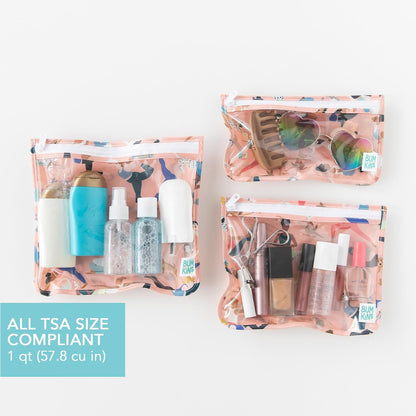 Roamio Travel Bag, Toiletry, TSA Approved Pouch, Zip Quart Size Airline Compliant, Clear-Sided, Baby, Diaper Organization, Makeup, Accessories, Packing, Set of 3 Sizes, Beige Check