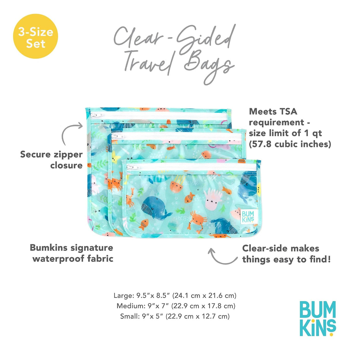 Roamio Travel Bag, Toiletry, TSA Approved Pouch, Zip Quart Size Airline Compliant, Clear-Sided, Baby, Diaper Organization, Makeup, Accessories, Packing, Set of 3 Sizes, Beige Check