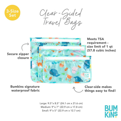 Roamio Travel Bag, Toiletry, TSA Approved Pouch, Zip Quart Size Airline Compliant, Clear-Sided, Baby, Diaper Organization, Makeup, Accessories, Packing, Set of 3 Sizes, Beige Check