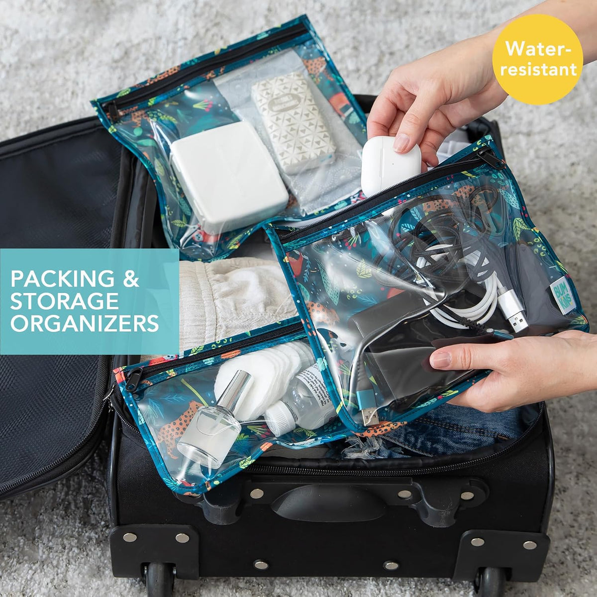 Roamio Travel Bag, Toiletry, TSA Approved Pouch, Zip Quart Size Airline Compliant, Clear-Sided, Baby, Diaper Organization, Makeup, Accessories, Packing, Set of 3 Sizes, Beige Check