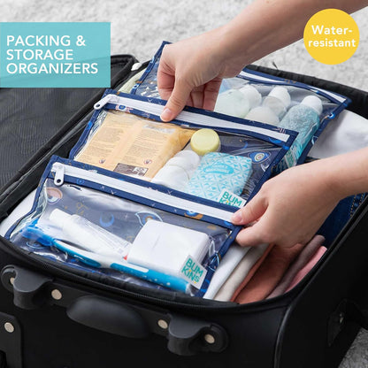 Roamio Travel Bag, Toiletry, TSA Approved Pouch, Zip Quart Size Airline Compliant, Clear-Sided, Baby, Diaper Organization, Makeup, Accessories, Packing, Set of 3 Sizes, Beige Check