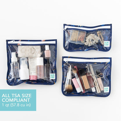 Roamio Travel Bag, Toiletry, TSA Approved Pouch, Zip Quart Size Airline Compliant, Clear-Sided, Baby, Diaper Organization, Makeup, Accessories, Packing, Set of 3 Sizes, Beige Check