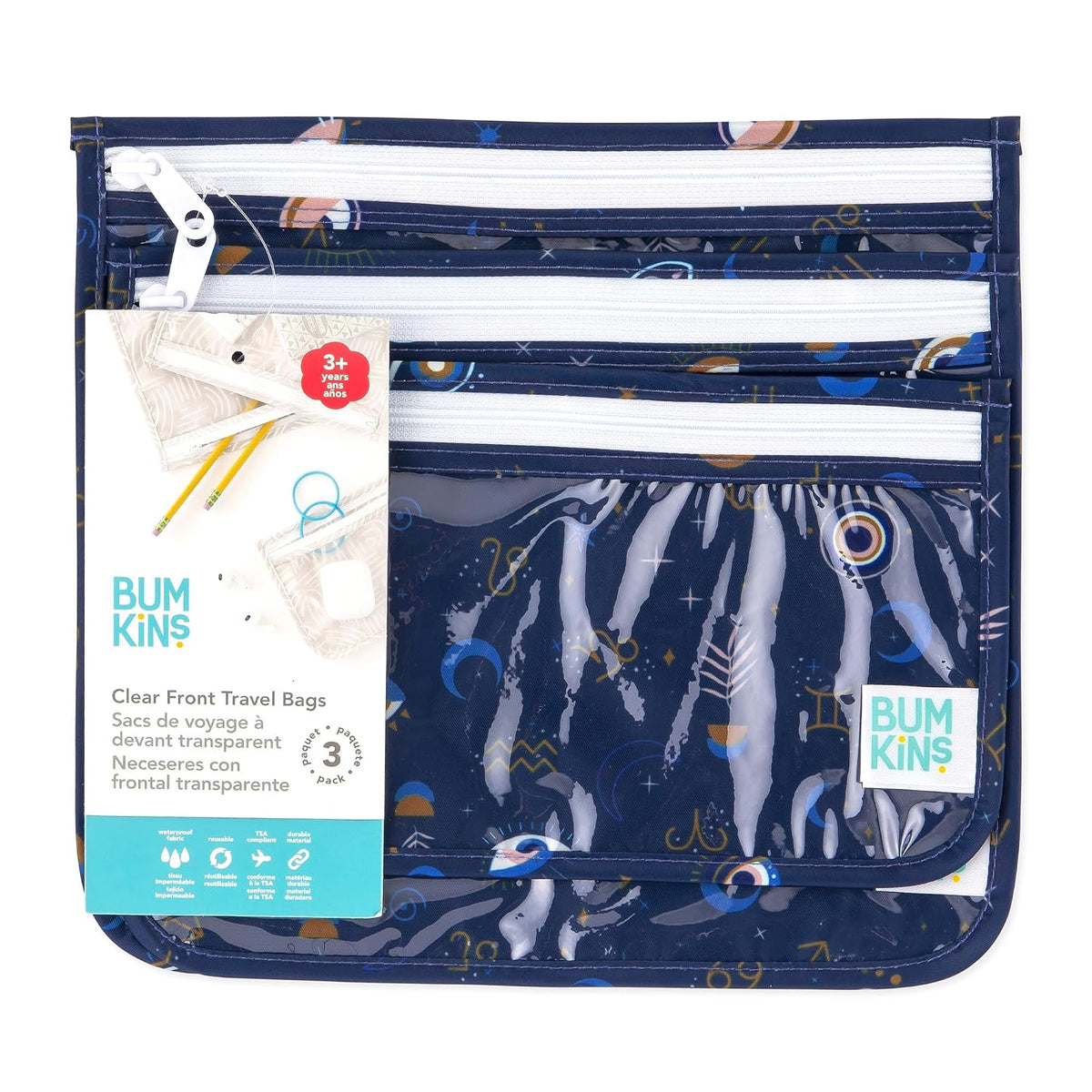 Roamio Travel Bag, Toiletry, TSA Approved Pouch, Zip Quart Size Airline Compliant, Clear-Sided, Baby, Diaper Organization, Makeup, Accessories, Packing, Set of 3 Sizes, Beige Check