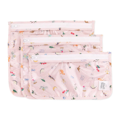 Roamio Travel Bag, Toiletry, TSA Approved Pouch, Zip Quart Size Airline Compliant, Clear-Sided, Baby, Diaper Organization, Makeup, Accessories, Packing, Set of 3 Sizes, Beige Check