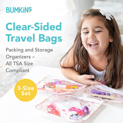 Roamio Travel Bag, Toiletry, TSA Approved Pouch, Zip Quart Size Airline Compliant, Clear-Sided, Baby, Diaper Organization, Makeup, Accessories, Packing, Set of 3 Sizes, Beige Check