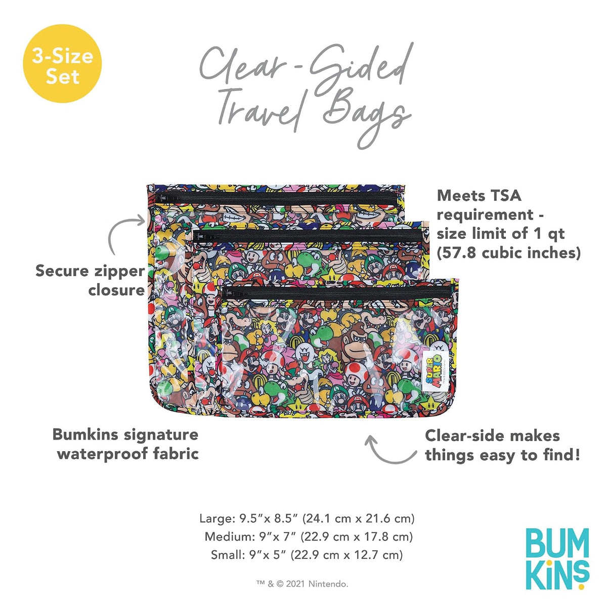 Roamio Travel Bag, Toiletry, TSA Approved Pouch, Zip Quart Size Airline Compliant, Clear-Sided, Baby, Diaper Organization, Makeup, Accessories, Packing, Set of 3 Sizes, Beige Check