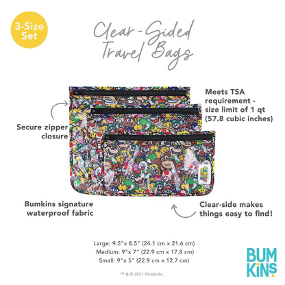 Roamio Travel Bag, Toiletry, TSA Approved Pouch, Zip Quart Size Airline Compliant, Clear-Sided, Baby, Diaper Organization, Makeup, Accessories, Packing, Set of 3 Sizes, Beige Check