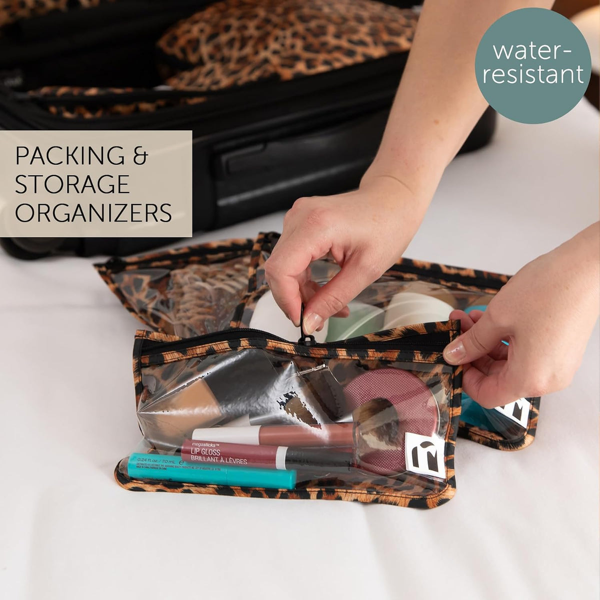 Roamio Travel Bag, Toiletry, TSA Approved Pouch, Zip Quart Size Airline Compliant, Clear-Sided, Baby, Diaper Organization, Makeup, Accessories, Packing, Set of 3 Sizes, Beige Check