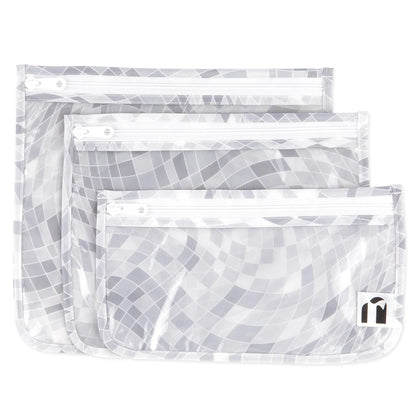 Roamio Travel Bag, Toiletry, TSA Approved Pouch, Zip Quart Size Airline Compliant, Clear-Sided, Baby, Diaper Organization, Makeup, Accessories, Packing, Set of 3 Sizes, Beige Check