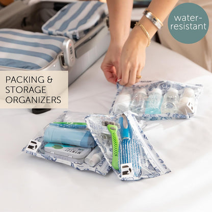 Roamio Travel Bag, Toiletry, TSA Approved Pouch, Zip Quart Size Airline Compliant, Clear-Sided, Baby, Diaper Organization, Makeup, Accessories, Packing, Set of 3 Sizes, Beige Check