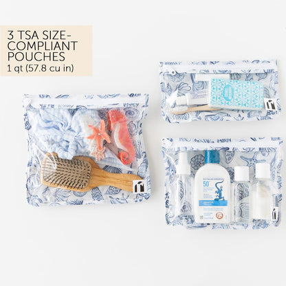 Roamio Travel Bag, Toiletry, TSA Approved Pouch, Zip Quart Size Airline Compliant, Clear-Sided, Baby, Diaper Organization, Makeup, Accessories, Packing, Set of 3 Sizes, Beige Check