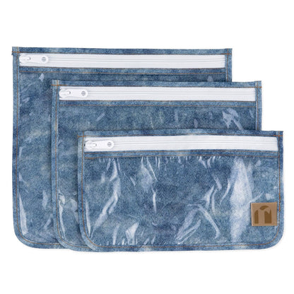 Roamio Travel Bag, Toiletry, TSA Approved Pouch, Zip Quart Size Airline Compliant, Clear-Sided, Baby, Diaper Organization, Makeup, Accessories, Packing, Set of 3 Sizes, Beige Check