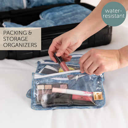 Roamio Travel Bag, Toiletry, TSA Approved Pouch, Zip Quart Size Airline Compliant, Clear-Sided, Baby, Diaper Organization, Makeup, Accessories, Packing, Set of 3 Sizes, Beige Check