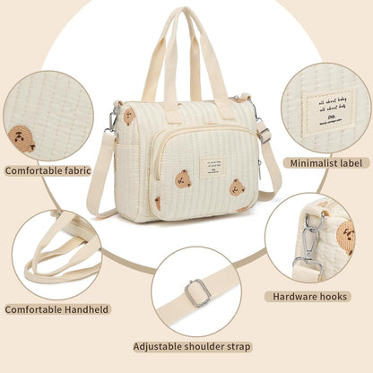 Small Diaper Bag Tote, Crossbody Diaper Bag Mini Purse with 5 Pockets