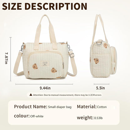 Small Diaper Bag Tote, Crossbody Diaper Bag Mini Purse with 5 Pockets