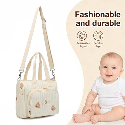 Small Diaper Bag Tote, Crossbody Diaper Bag Mini Purse with 5 Pockets